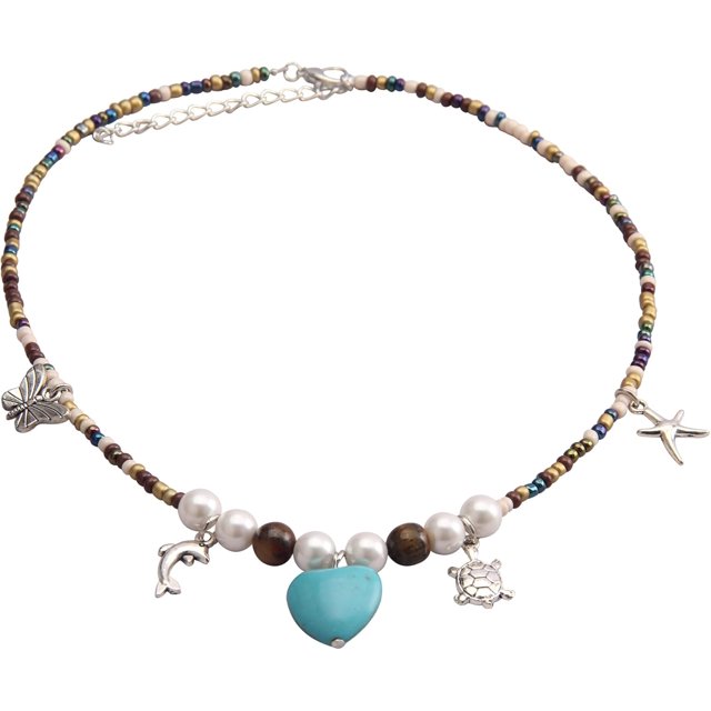 Omagie Leather Cord Necklace Chain Multilayer Wooden Pendant Necklaces