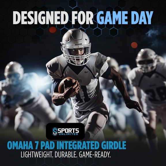 Omaha 7 Pad Integrated Youth Football Girdle for Boys, Youth Girdle for Football with Pads