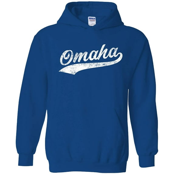 Omaha Baseball Script - Adult Unisex Hoodie - 3X-Large - Royal