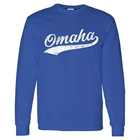 Omaha Baseball Script - Hometown Pride, Pitcher Long Sleeve T Shirt - 3X-Large - Royal