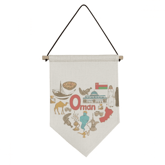 Oman Love Heart Landscap National Flag Canvas Flag Hanging Wall Art Decor Banner