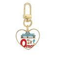 thumbnail image 1 of Oman National symbol Landmark Pattern Gold Heart Keychain Metal Keyring Holder, 1 of 3