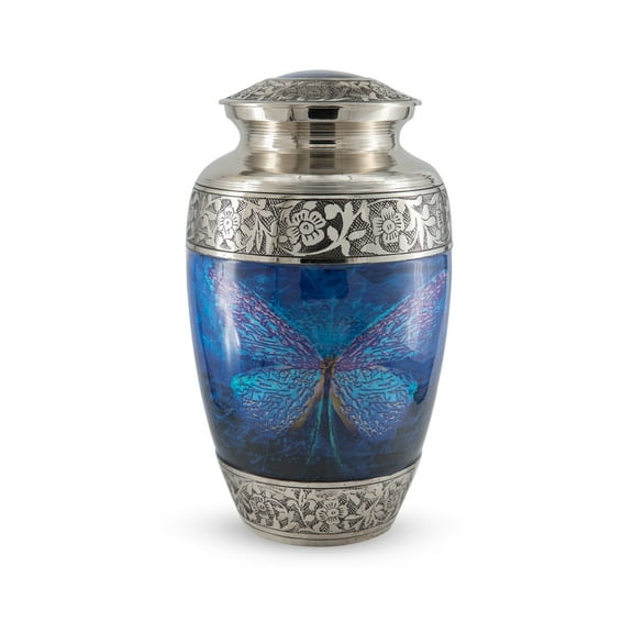 Omaprima Blue Aluminum Cremation Urn, 1 Large Urn