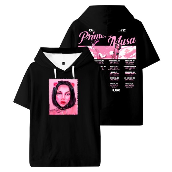Omar Courtz Primera Musa Tour 2025 Hooded T-shirt Short Sleeve Tee Men Women Outdoor Streetwear Tops