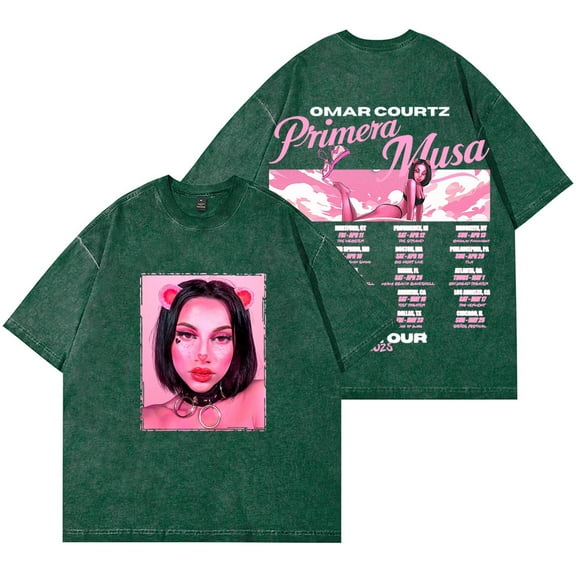 Omar Courtz Primera Musa Tour Wash T-Shirts Streetwear Top Summer Unisex Cotton Short Sleeve Tee