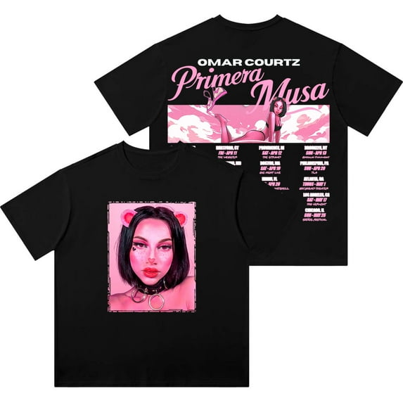 Omar Courtz Primera Musa Tour Wash T-Shirts Streetwear Top Summer Unisex Cotton Short Sleeve Tee