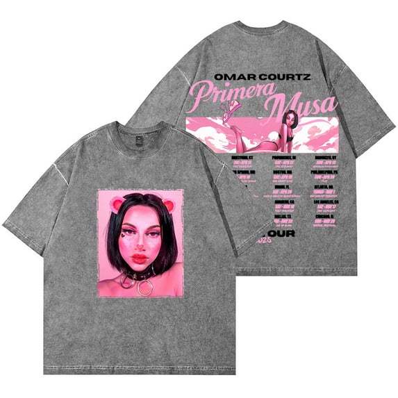 Omar Courtz Primera Musa Tour Wash T-Shirts Streetwear Top Summer Unisex Cotton Short Sleeve Tee