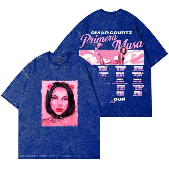 Omar Courtz Primera Musa Tour Wash T-Shirts Streetwear Top Summer Unisex Cotton Short Sleeve Tee