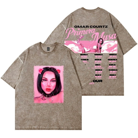 Omar Courtz Primera Musa Tour Wash T-Shirts Streetwear Top Summer Unisex Cotton Short Sleeve Tee