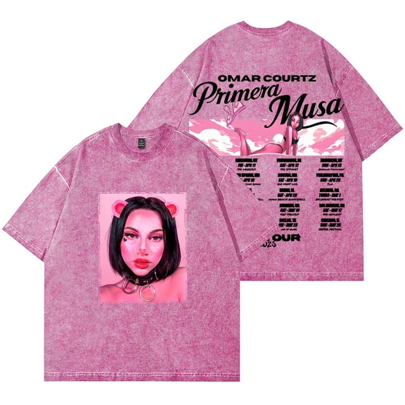 Omar Courtz Primera Musa Tour Wash T-Shirts Streetwear Top Summer Unisex Cotton Short Sleeve Tee