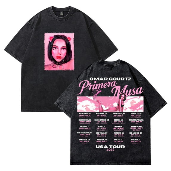 Omar Courtz Primera Musa Tour Washed T-shirt Crewneck Short Sleeve Cotton Tee Men Women Streetwear Tops