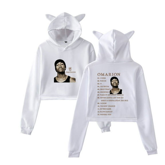 Omarion Cat ear hoodie with popular pattern casual women's short hoodie sportswear