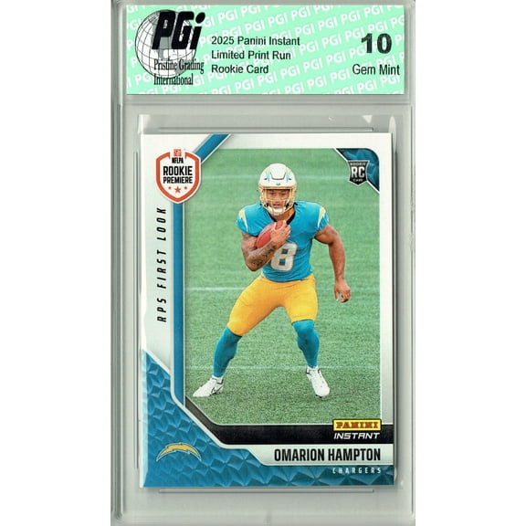 Omarion Hampton 2025 Panini Instant #RPSFL-23 RPS First Look Rookie Card PGI 10