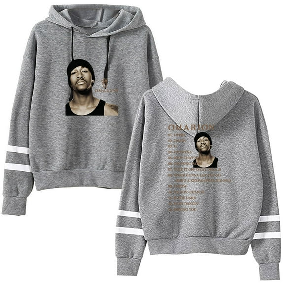 Omarion Pocketless men's and women's trendy pattern casual long sleeved hooded sweatshirt