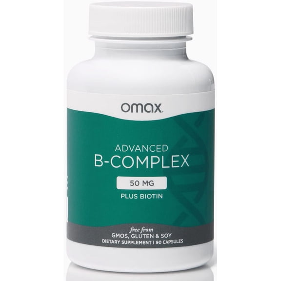 Omax3 Advanced Vitamin B Complex 50MG, Hair, Skin & Nails Support, Supports Immune Health - 90 Capsules