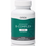Omax Advanced Vitamin B Complex 50MG, Hair, Skin & Nails Support, Supports Immune Health - 90 Capsules