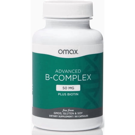 Omax Advanced Vitamin B Complex 50MG, Hair, Skin & Nails Support, Supports Immune Health - 90 Capsules