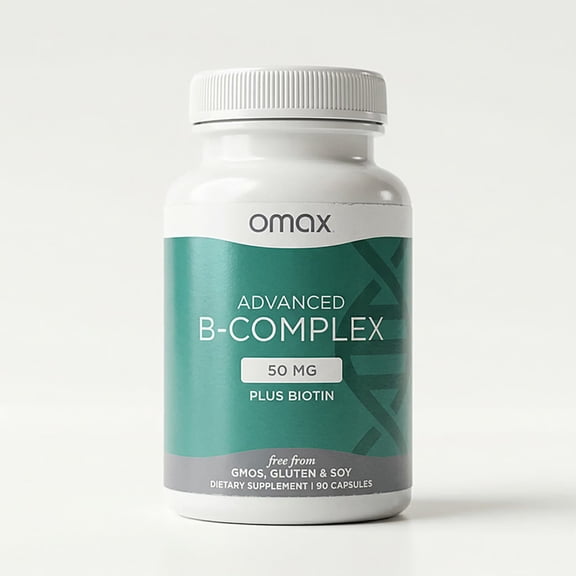 Omax3 Advanced Vitamin B Complex 50MG, Hair, Skin & Nails Support, Supports Immune Health - 90 Capsules