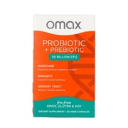 Omax Daily Probiotic & Prebiotic, 50 Billion CFU, Vegan, Dairy & Gluten Free, 30 Capsules, Adults
