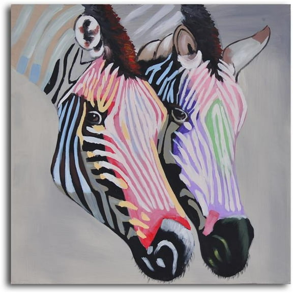 Omax Decor A 1712 32 x 32 in. Pastel Zebra Duo Hand Painted Canvas Art