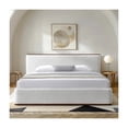 thumbnail image 1 of Omax Decor Aspen Upholstered Platform King Bed in White Cream Boucle Fabric, 1 of 9