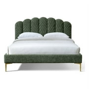 Omax Decor Bella Modern Fabric Upholstered Queen Platform Bed in Forest Green