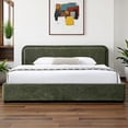 thumbnail image 1 of Omax Decor Chloe Upholstered Platform King Bed in Moss Green Fabric, 1 of 9