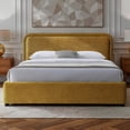 thumbnail image 1 of Omax Decor Chloe Fabric Upholstered Platform Queen Bed in Gold, 1 of 9