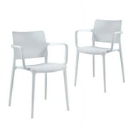 Omax Decor Cleo Arm Resin Patio Dining Chair in White - (Set of 2)