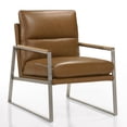 thumbnail image 1 of Omax Decor Colin Stainless Steel & Genuine Leather Accent Chair in Caramel, 1 of 7