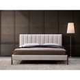 thumbnail image 1 of Omax Decor Exton Upholstered Platform King Bed in Cream Fabric, 1 of 7