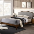 thumbnail image 1 of Omax Decor Grace Wooden Queen size Platform Bed in Walnut and Gray, 1 of 9