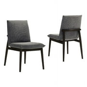 Omax Decor Jean Solid Wood Upholstered Dining Chairs in Gray (Set of 2)