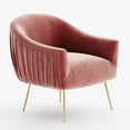 thumbnail image 1 of Omax Decor Julia Velvet Upholstered Accent Armchair with Gold Legs in Rose Pink, 1 of 5