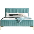 thumbnail image 1 of Omax Decor Julia Wood and Fabric Upholstered Queen Platform Bed in Turquoise, 1 of 4