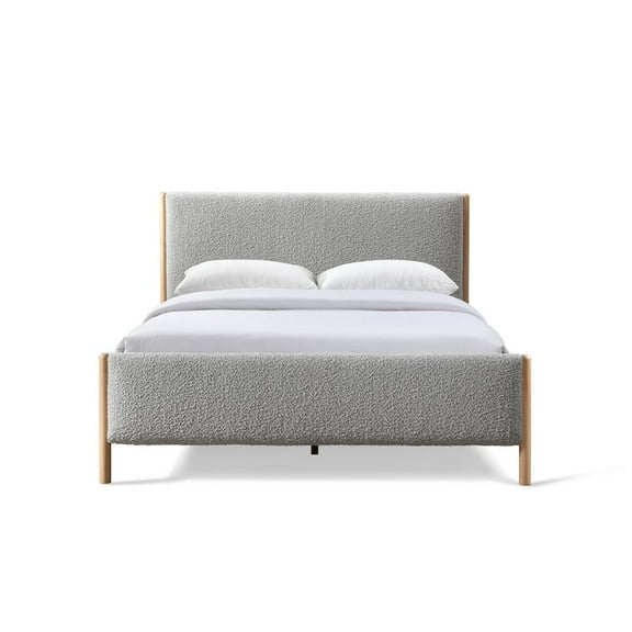 Omax Decor Liana Upholstered Platform Queen Bed in Gray Boucle Fabric