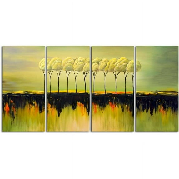 Omax Decor M 3114 SunSet in the Savanna Original Oil Painting on Canvas - Set of 4