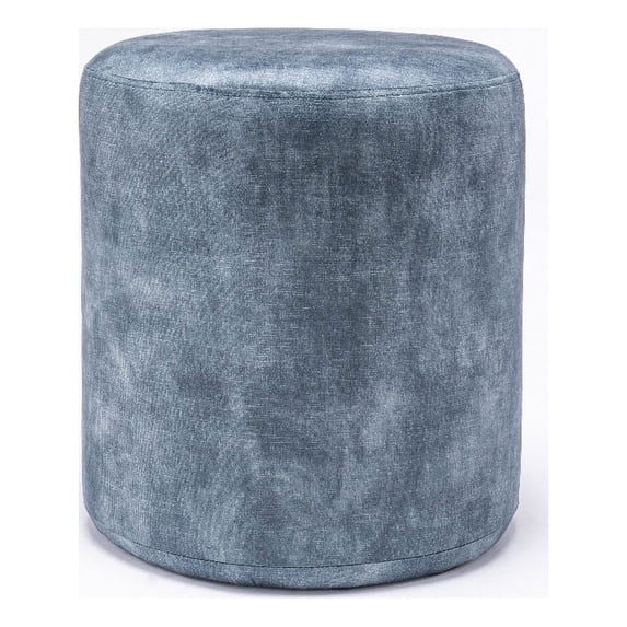 Omax Decor MADDOX 16" Round Ottoman Pouf Stool Footstool in Blue Velvet