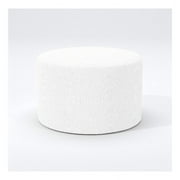 Omax Decor MADDOX 24" Round Ottoman Pouf Footstool in White Boucle Fabric