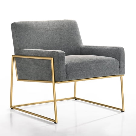 Omax Decor Milano Steel & Fabric Upholstered Lounge Accent Chair in Steel Gray