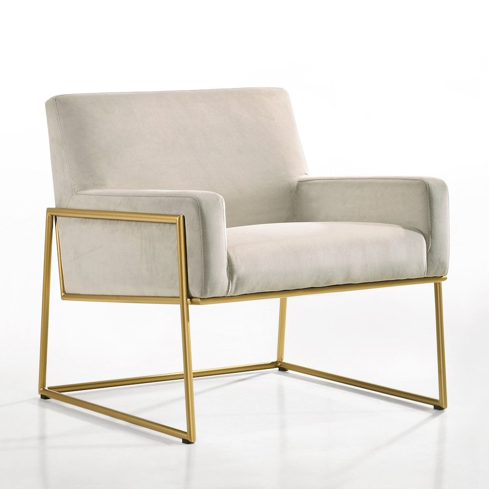 Milano Abalone Gray Velvet & Gold Steel Lounge Chair