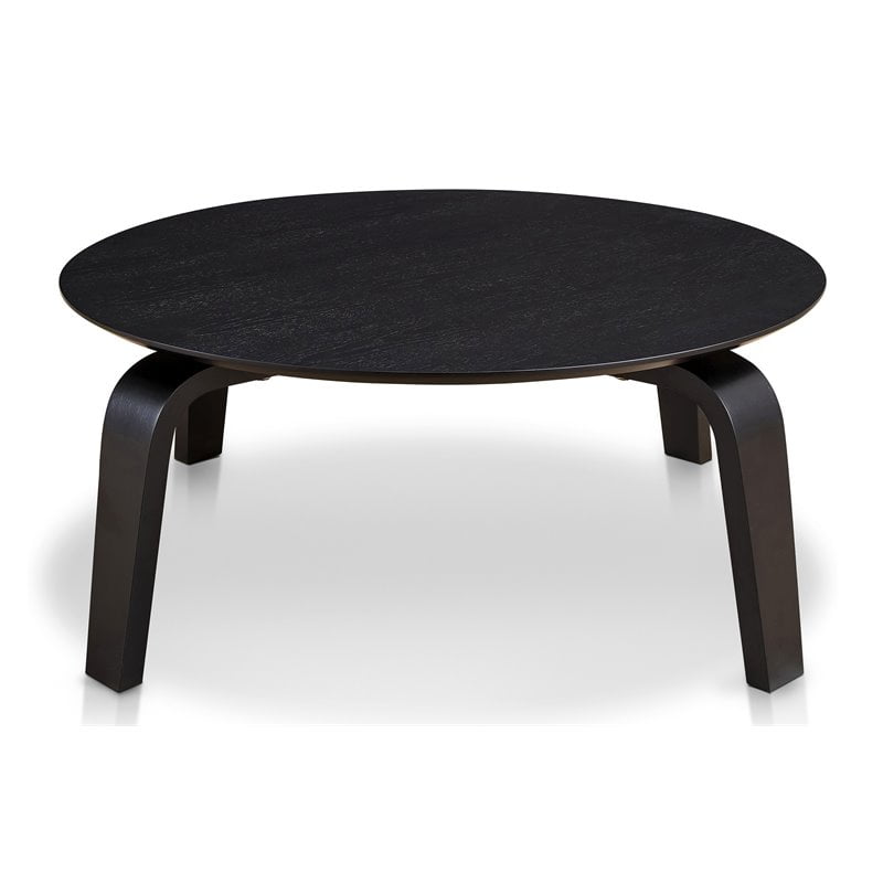 Omax Decor Mod Round Shape MidCentury Wood Coffee Table in Black