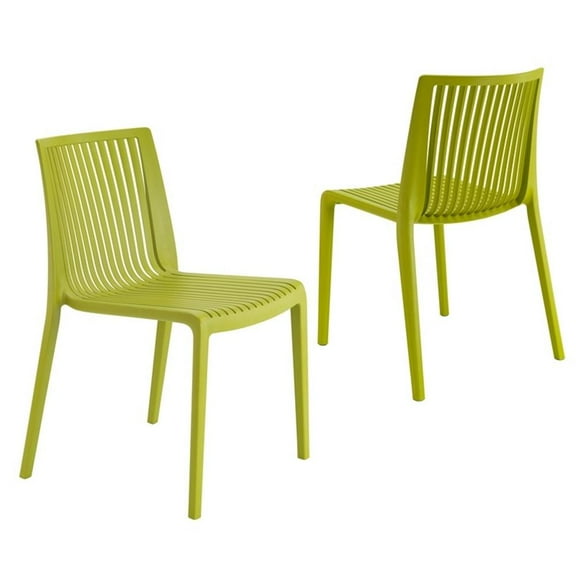 Omax Decor Nox Resin Patio Stackable Dining Chair in Green - (Set of 2)