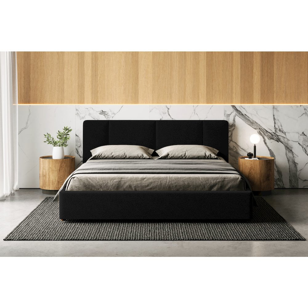 Omax Decor Venice Upholstered Platform King Bed in Black