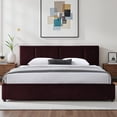 thumbnail image 1 of Omax Decor Venice Upholstered Platform King Bed in Burgundy Fabric, 1 of 9