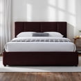 thumbnail image 1 of Omax Decor Venice Fabric Upholstered Platform Queen Bed in Burgundy, 1 of 9