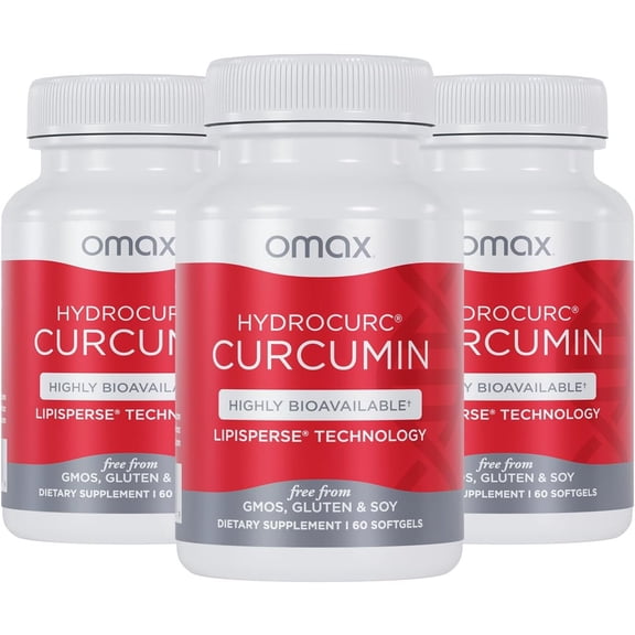 Omax3 HydroCurc Turmeric Curcumin for Joint Health, Highly Bioavailable - 3 Pack