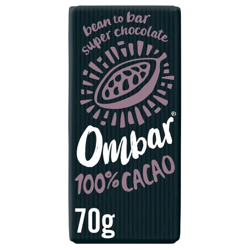 Ombar 100% Cacao Organic Vegan Fair Trade Dark Chocolate 70g, British Import (Pack of 3)