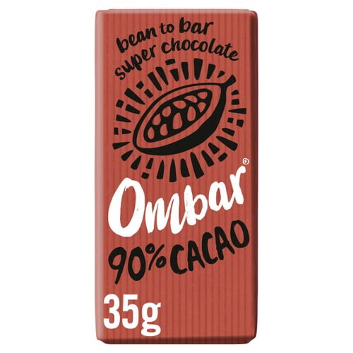 Ombar 90% Cacao Organic Vegan Fair Trade Dark Chocolate 35g, British Import (Pack of 3)
