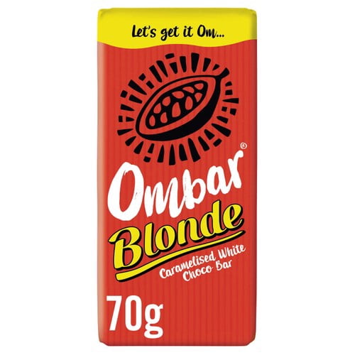 Ombar Blonde Caramelised White Chocolate Bar 70g, British Import (Pack of 6)